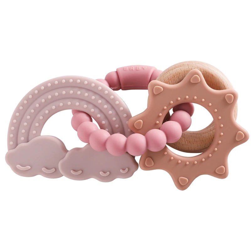 Teething ring / with pacifier chain