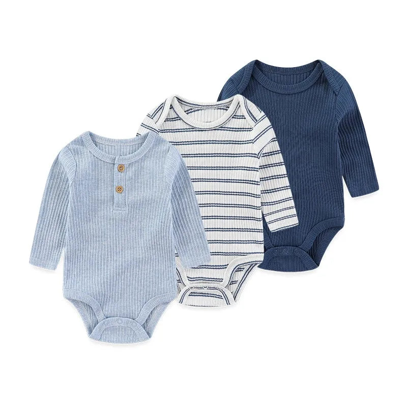 Long-sleeved bodysuit set of 3