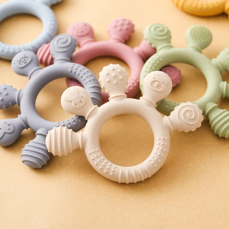 Teething ring / with pacifier chain
