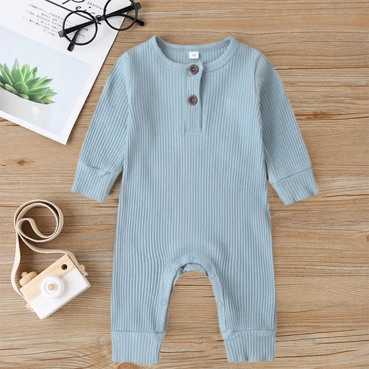 Long-sleeved ribbed romper 