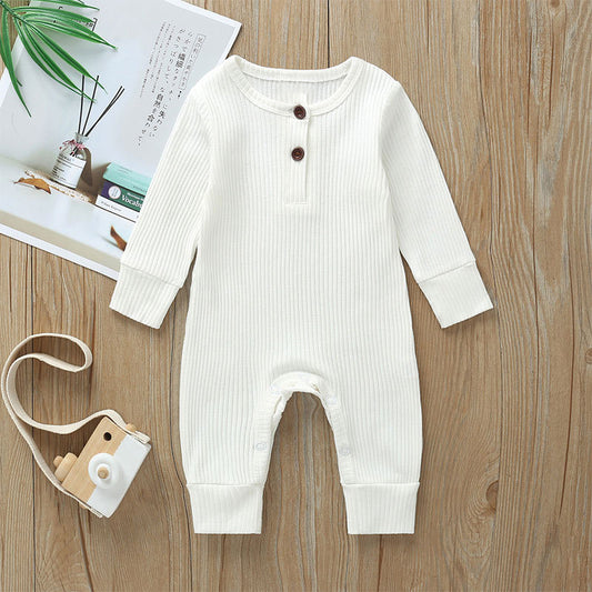Long-sleeved ribbed romper