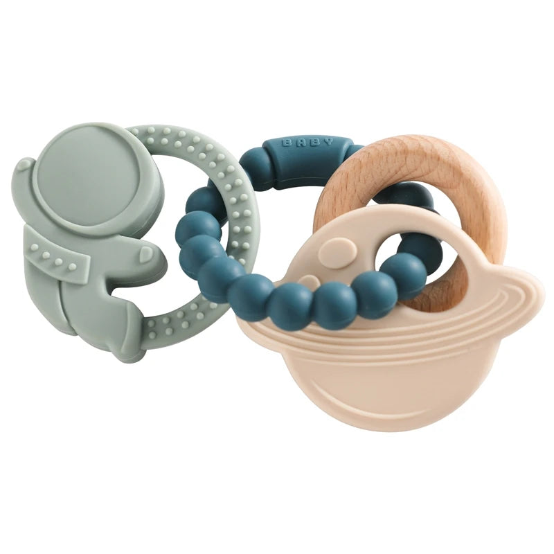 Teething ring / with pacifier chain