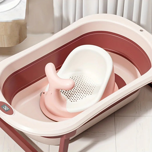 Bathtub with thermometer and support cushion / bath seat