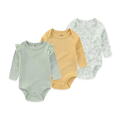 Long-sleeved bodysuit set of 3