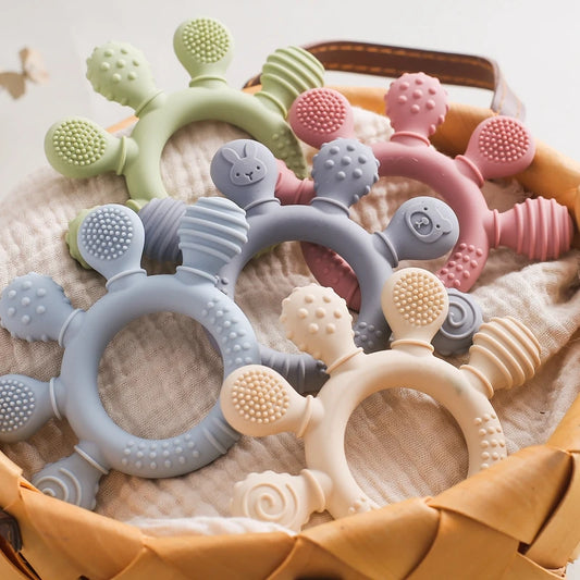 Teething ring / with pacifier chain