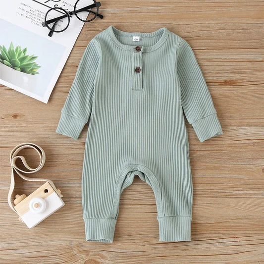 Long-sleeved ribbed romper 