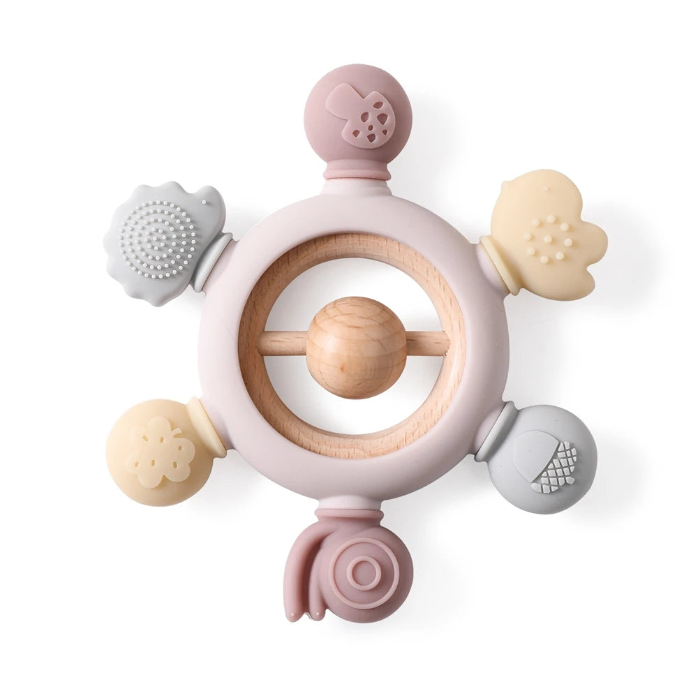 Teething ring / with pacifier chain