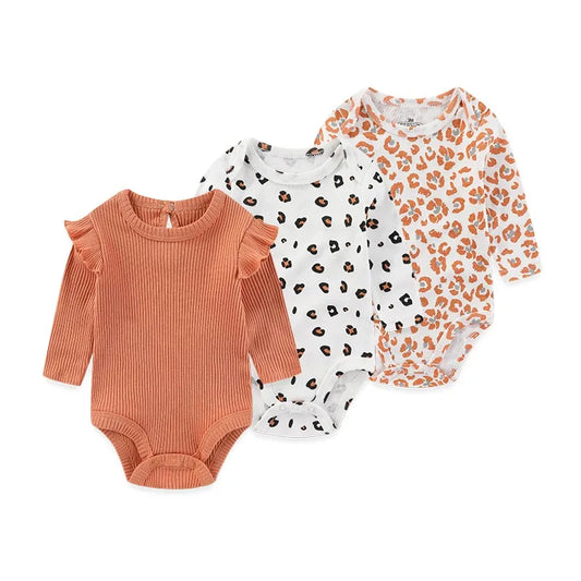 Long-sleeved bodysuit set of 3