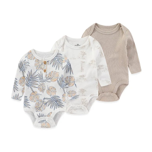 Long-sleeved bodysuit set of 3