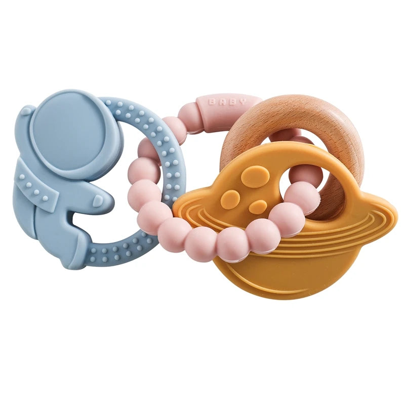 Teething ring / with pacifier chain