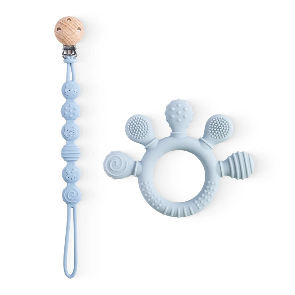 Teething ring / with pacifier chain